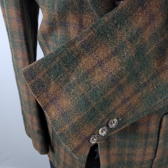 VTG J.Riggings Men's Tweed Flannel Sport Coat Blazer Two Button Plaid Wool 40R - Picture 11 of 16